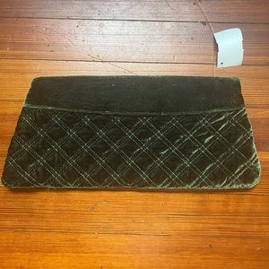 Olive green velour clutch